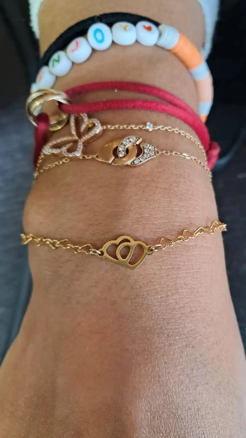 bracelet permanent maille coeur en or laminé 14k