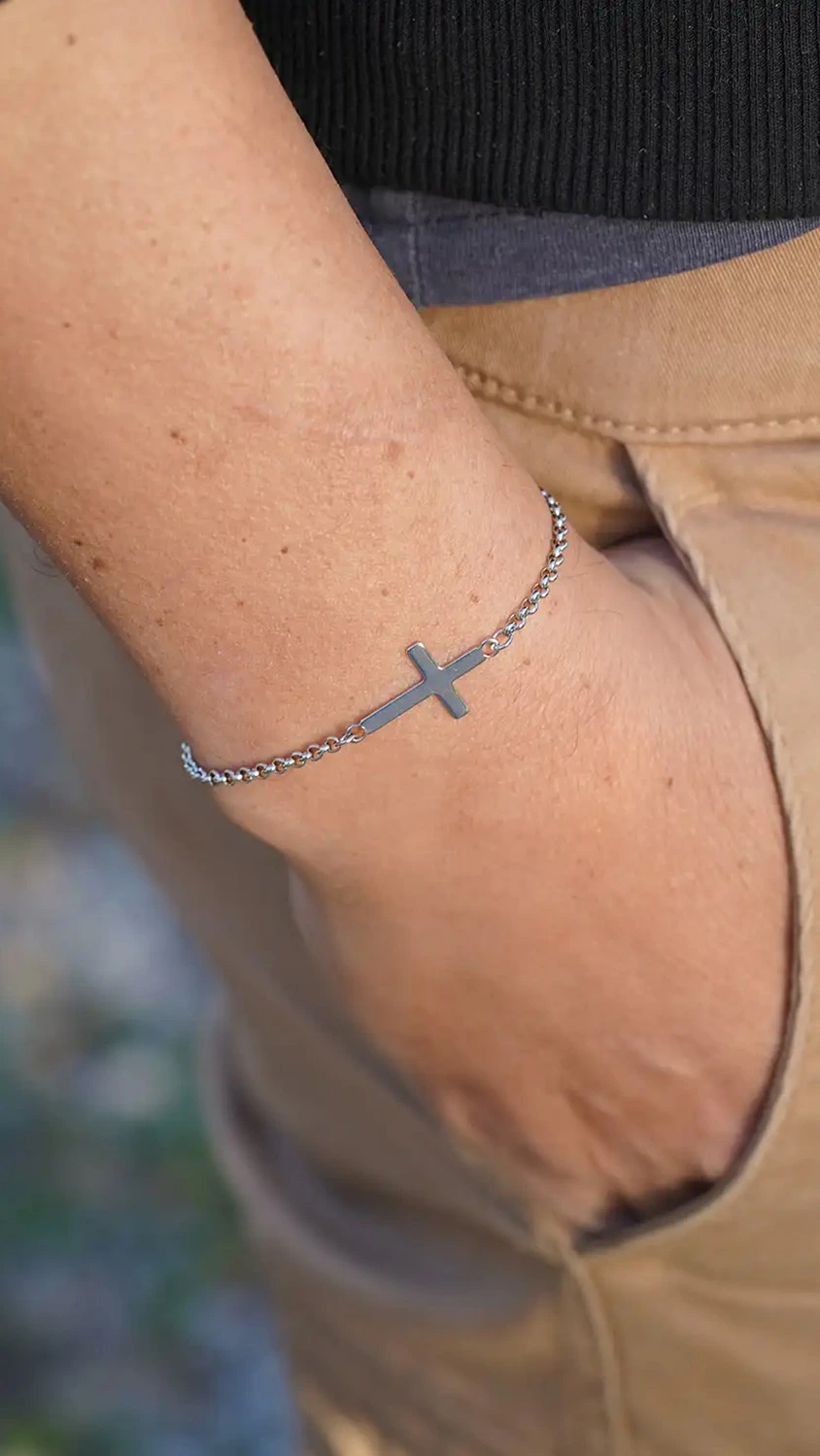 bracelet permanent masculin croix